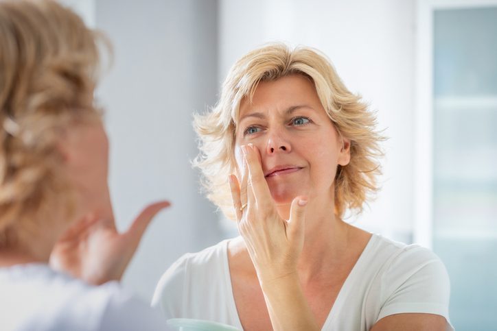 Mature woman considering wrinkle treatment